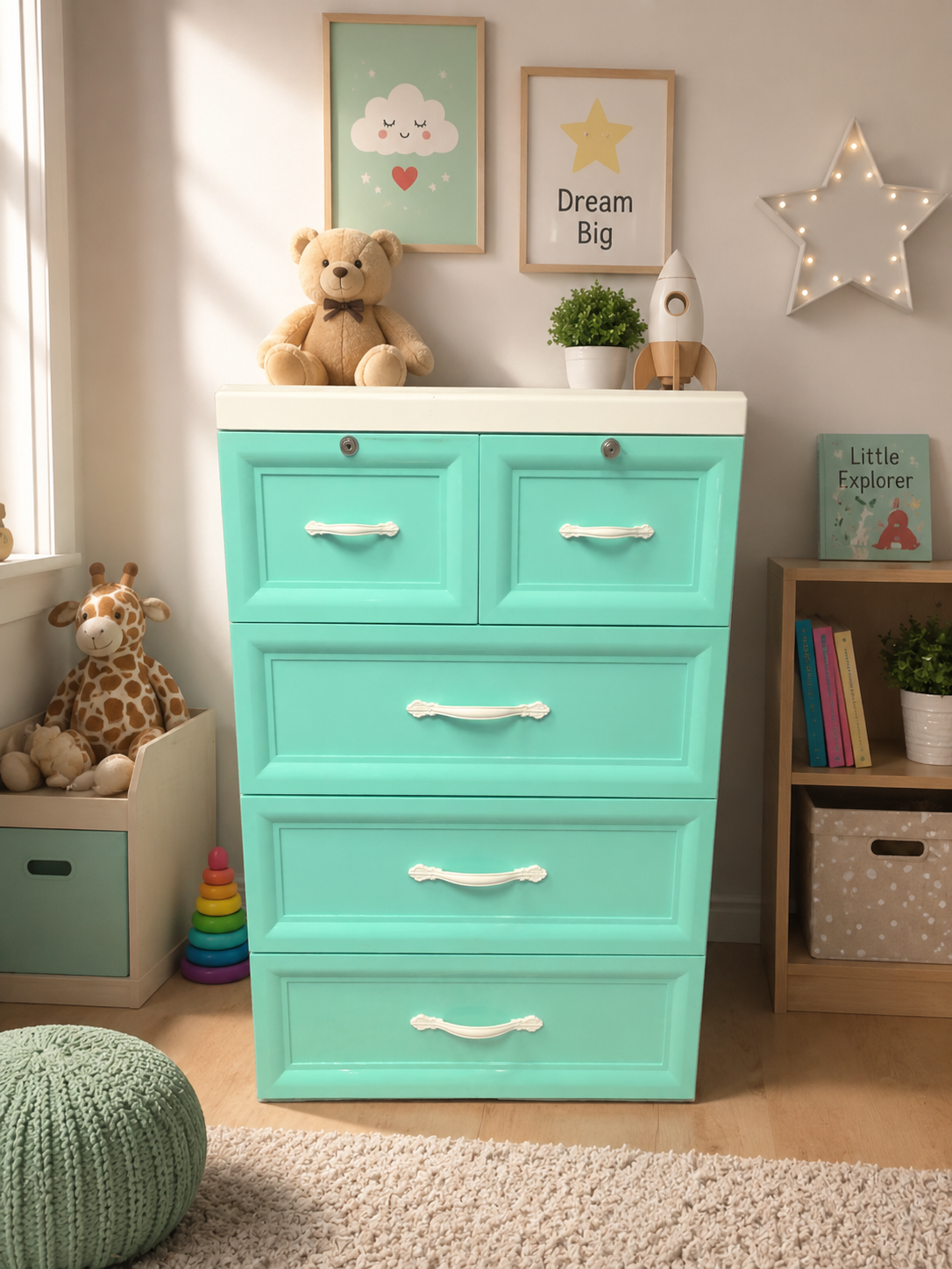 5 tray drawer multipurpose plastic cabinet